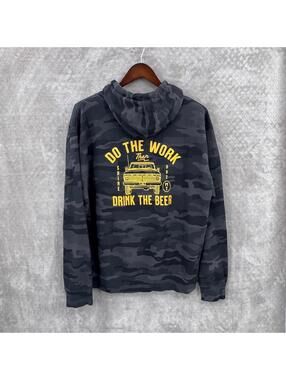 Independent Trading Company Hoodie Mens 2XL Gray Camo Do The Work Beer Graphic